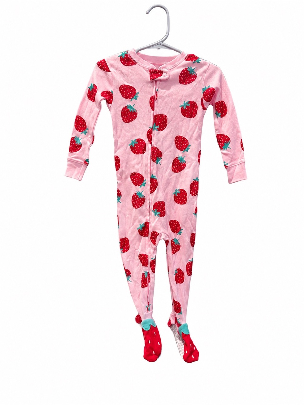 Carter's Pink Strawberry Print Footie Pajamas